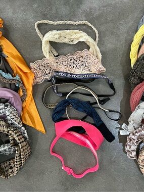 Assorted Lace, Crochet & Fabric Headbands - Pink, Navy, Cream & Black